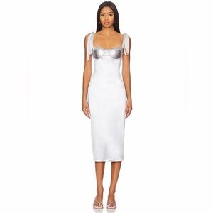 NWT Free People Intimately FP Casino Got Glam Midi Dress in Silver Size Small